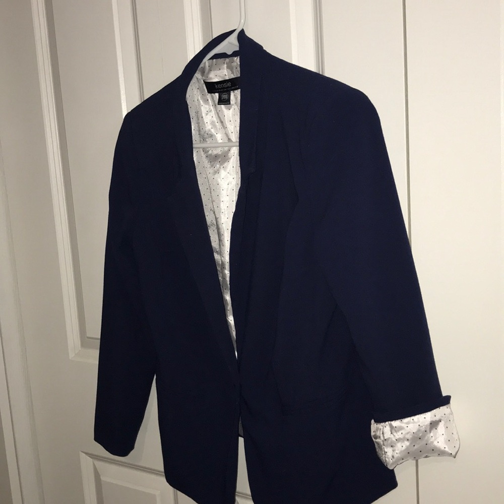 Kenzie navy blazer w/ polka dots